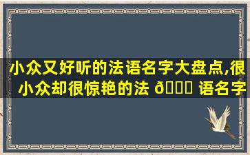 小众又好听的法语名字大盘点,很小众却很惊艳的法 🐅 语名字 🦢